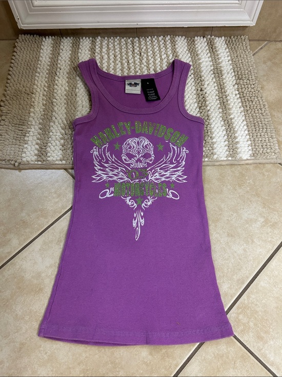 Harley-Davidson Tops - Harley-Davidson Purple Tank Top with Green and White Graphic